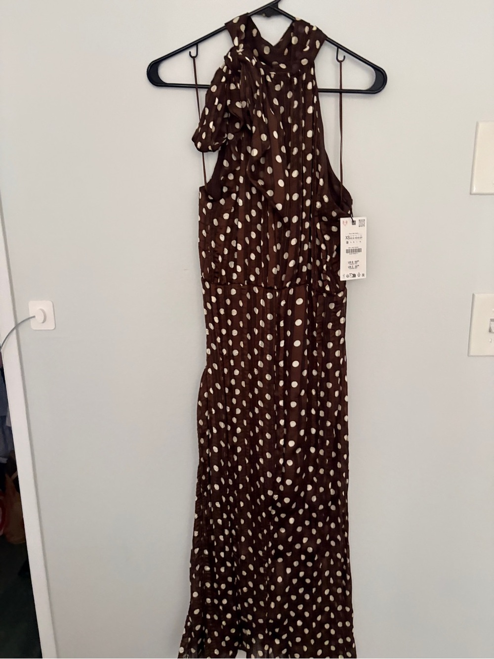 Zara Brown Polka Dot Halter Midi Dress - Picture 8 of 12